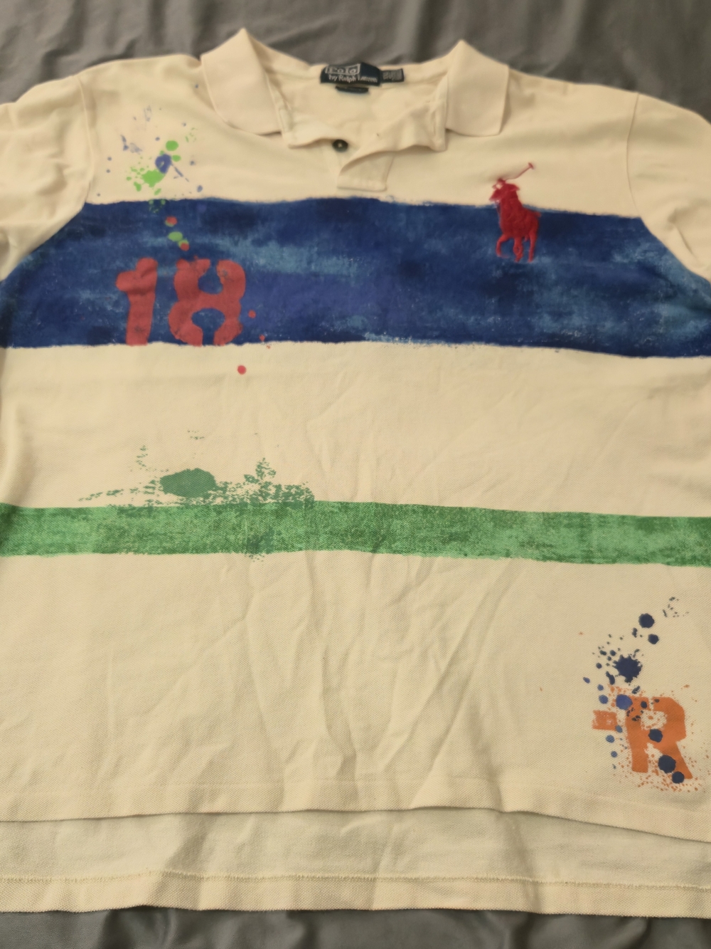 Polo Ralph Lauren Men Part Of Summer 2012 Shirt XXL Rare Splatter Paint Big Pony